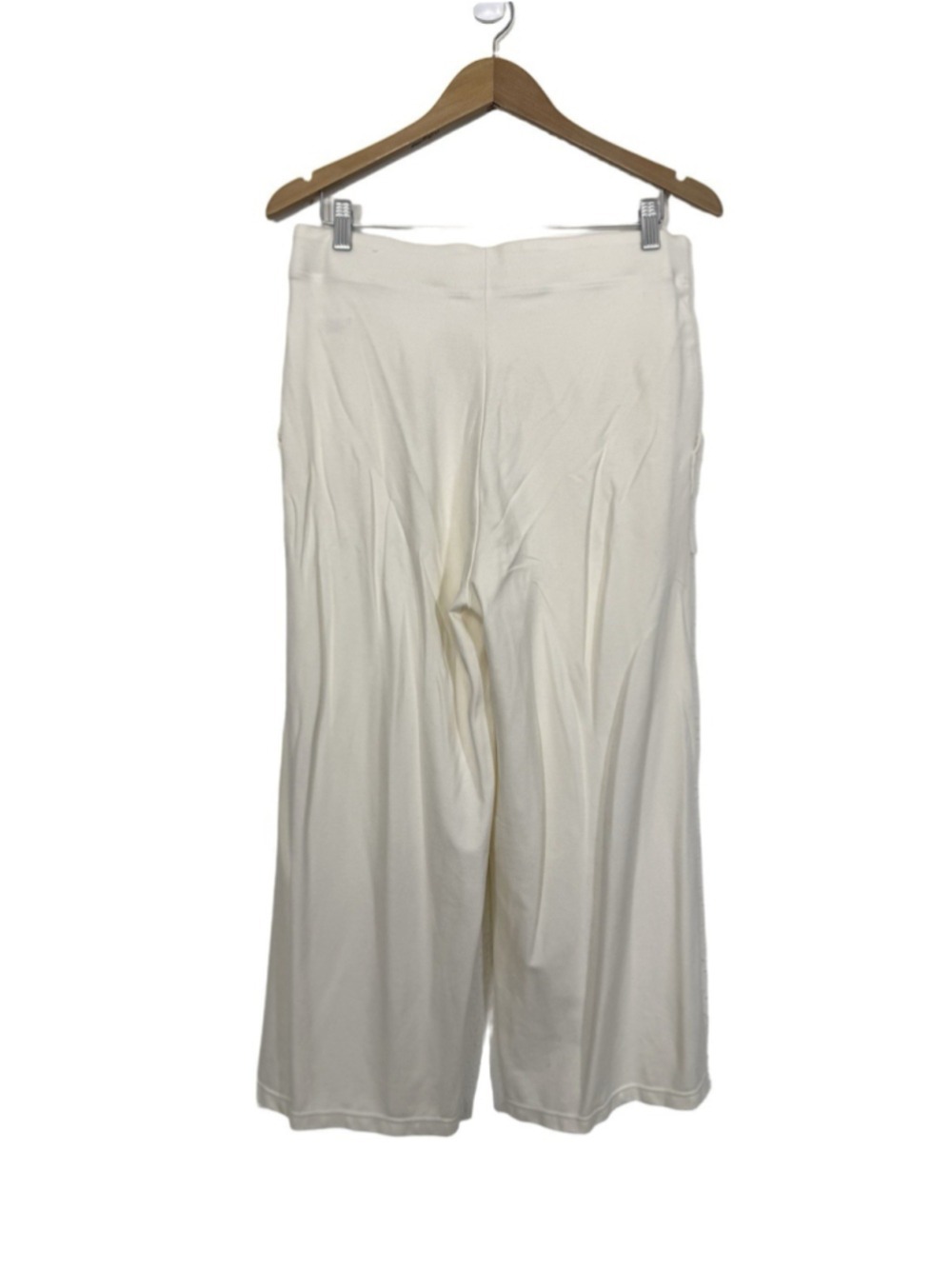 Max Studio Ponte Knit Wide Leg Crop Pants XL Women Cream Stretch Work Boho Chic - Picture 3 of 11